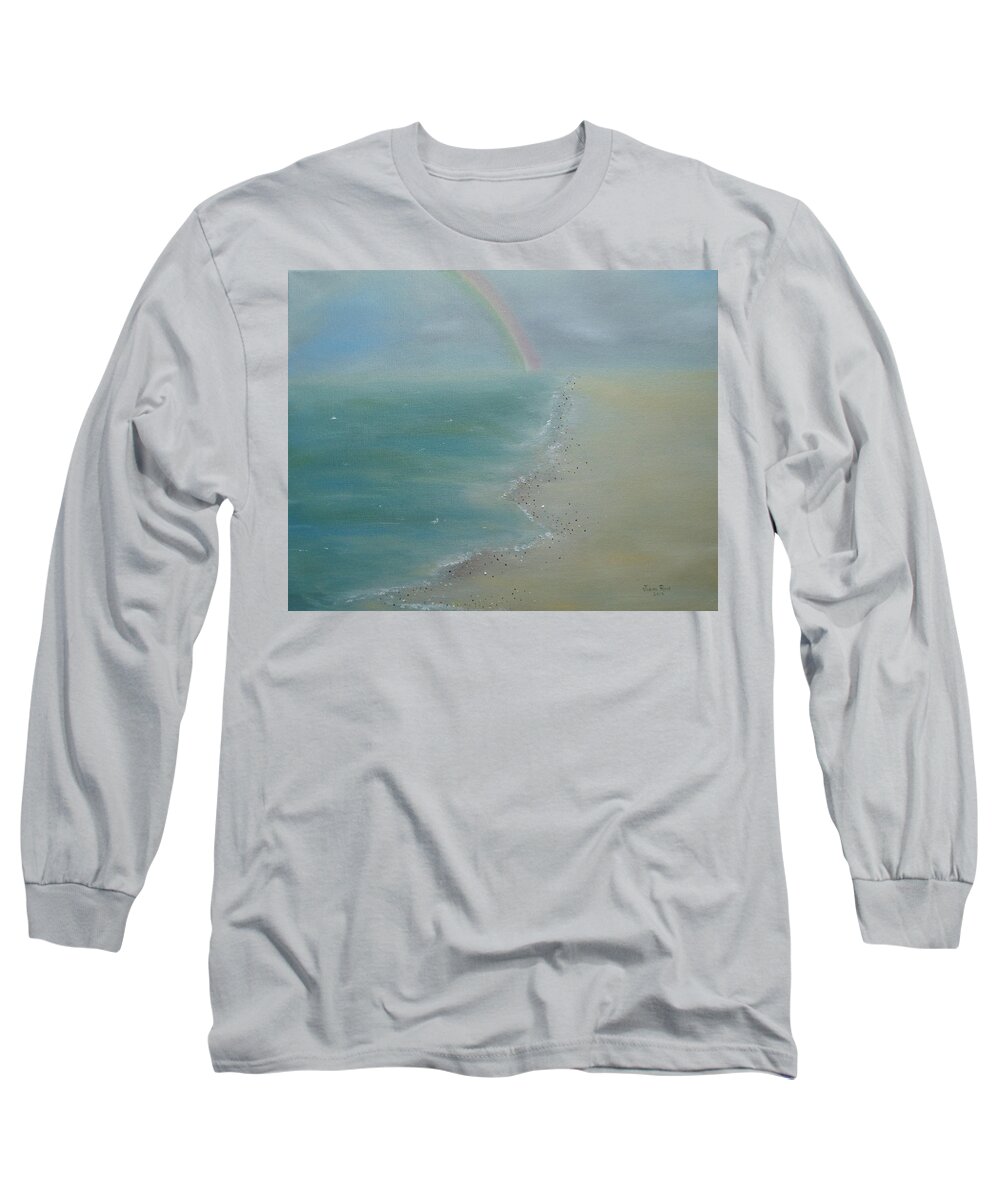 Rainbow Long Sleeve T-Shirt featuring the painting After The Rain by Judith Rhue