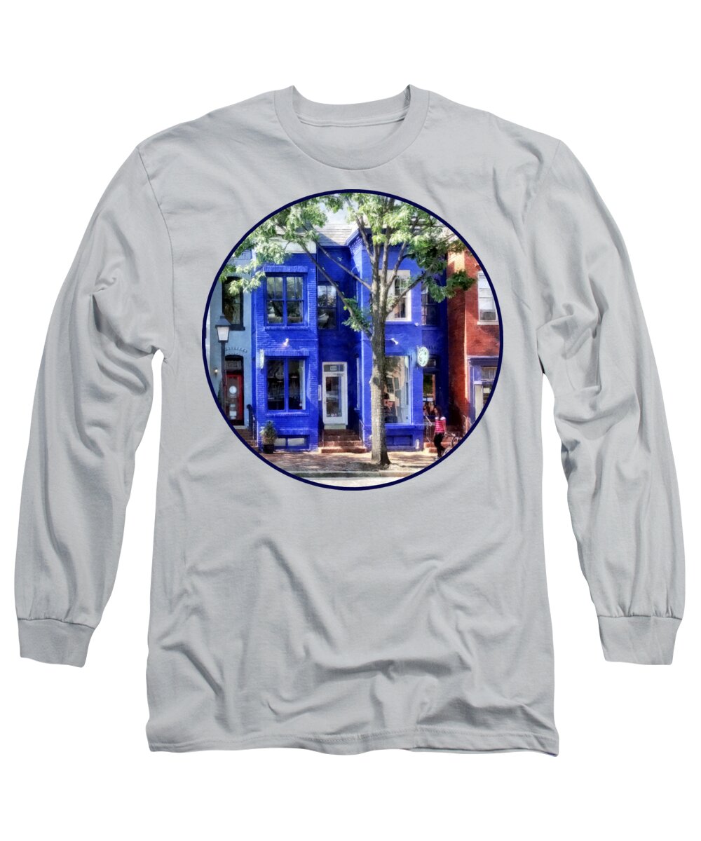 Alexandria Long Sleeve T-Shirt featuring the photograph Alexandria VA - Colorful Street by Susan Savad