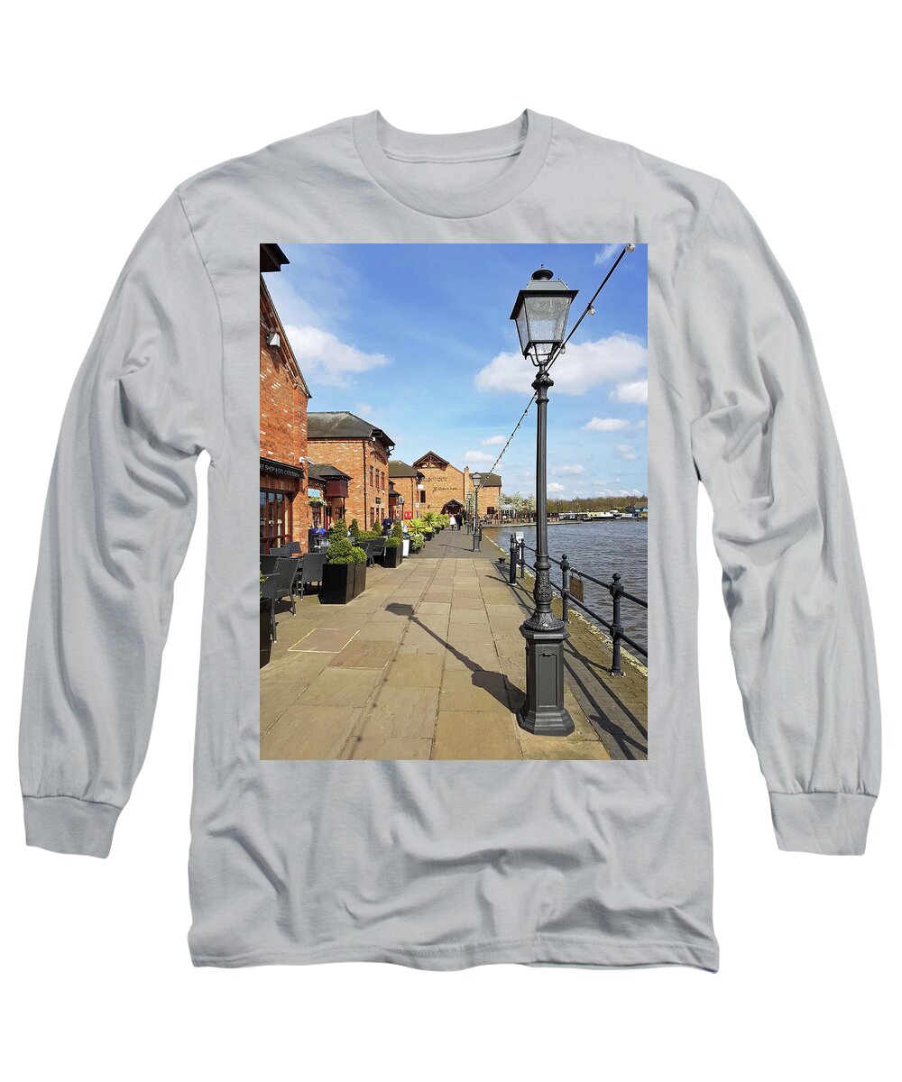 Britain Long Sleeve T-Shirt featuring the photograph Along Barton Marina Promenade by Rod Johnson