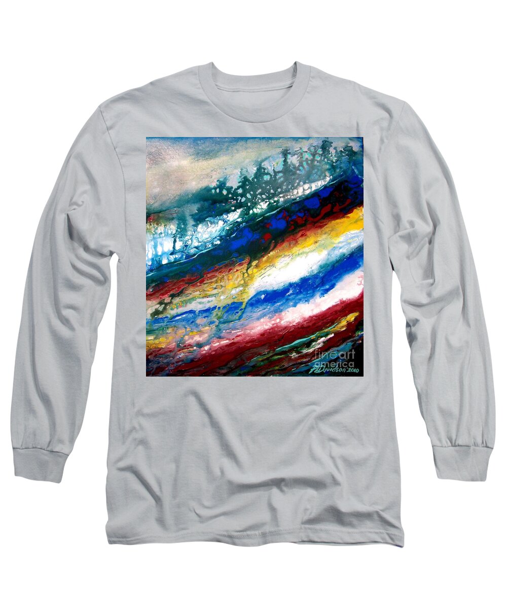 Rivers Long Sleeve T-Shirt featuring the painting Alpine River Run by Pat Davidson