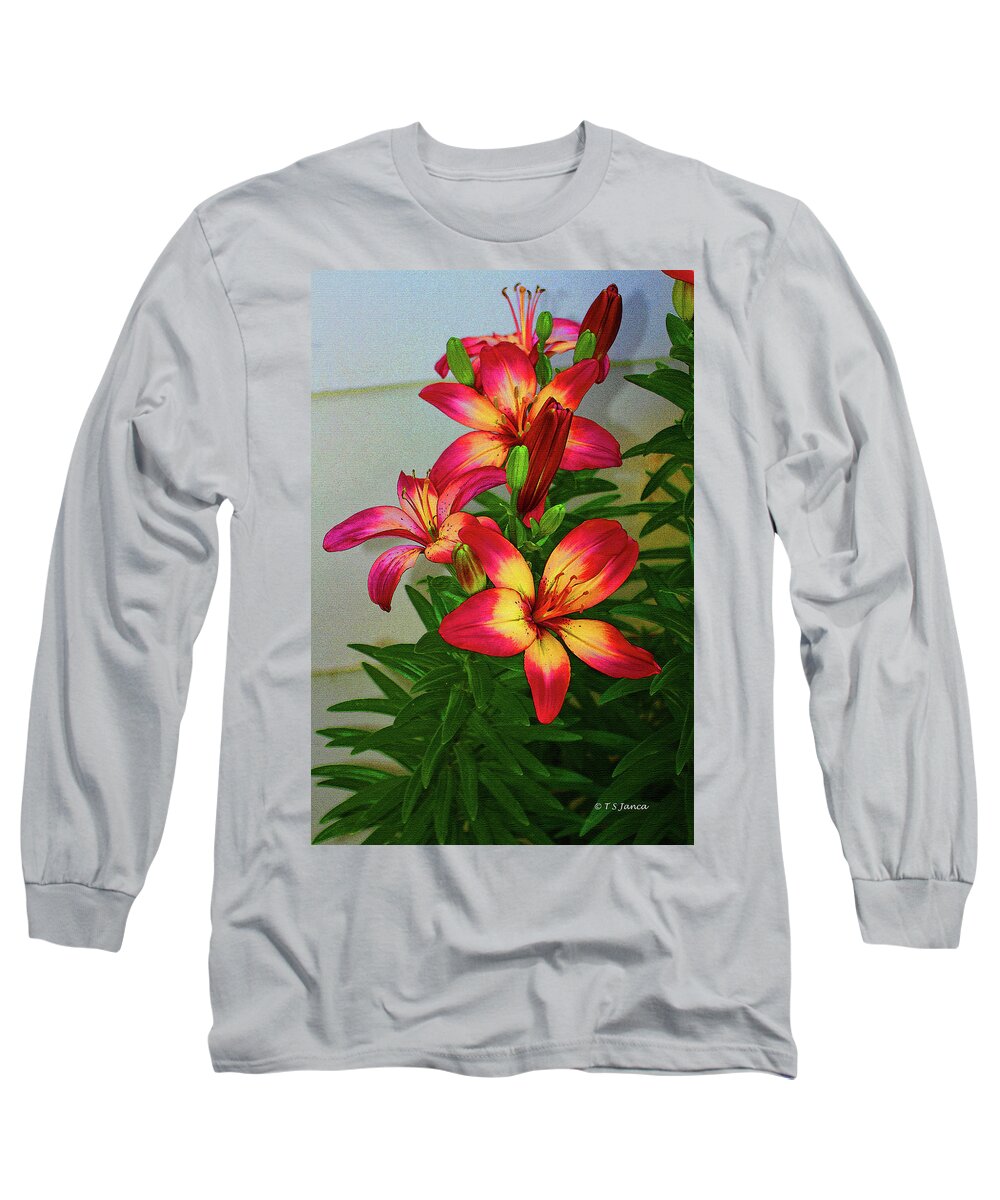 Asian Lilly Spring Time Long Sleeve T-Shirt featuring the digital art Asian Lilly Spring Time by Tom Janca