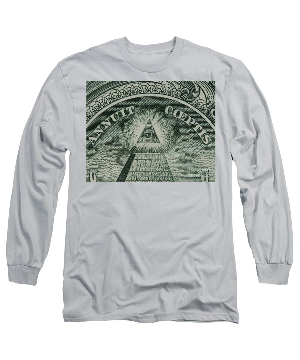 Dollar Long Sleeve T-Shirt featuring the photograph Back of 1 Dollar Bill by Wilhelm Hufnagl