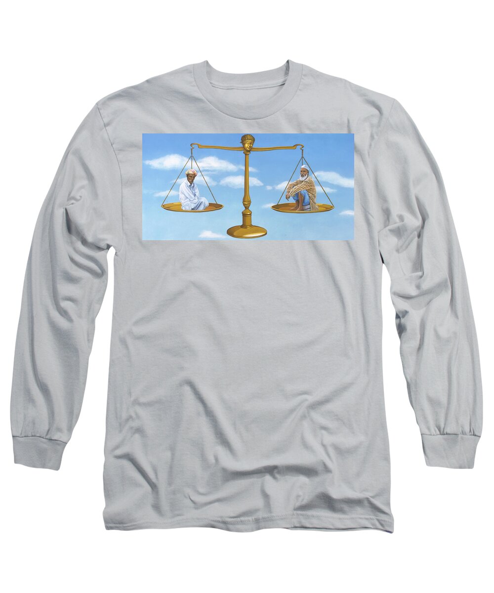 Scale Long Sleeve T-Shirt featuring the painting Bania Bhora by Nad Wolinska