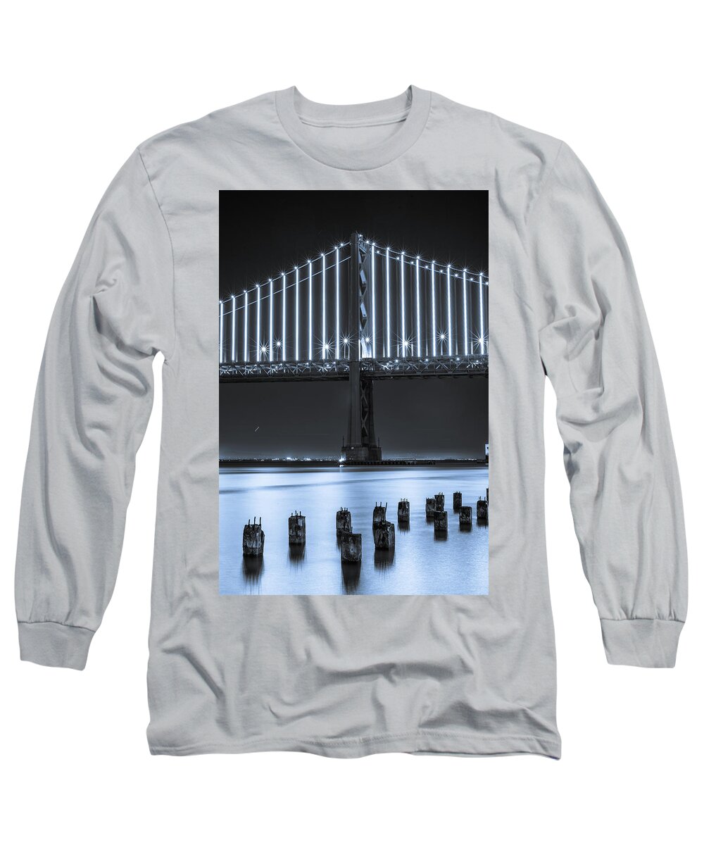 Bay Bridge Long Sleeve T-Shirt featuring the photograph Bay Bridge 2 in blue by Stephen Holst