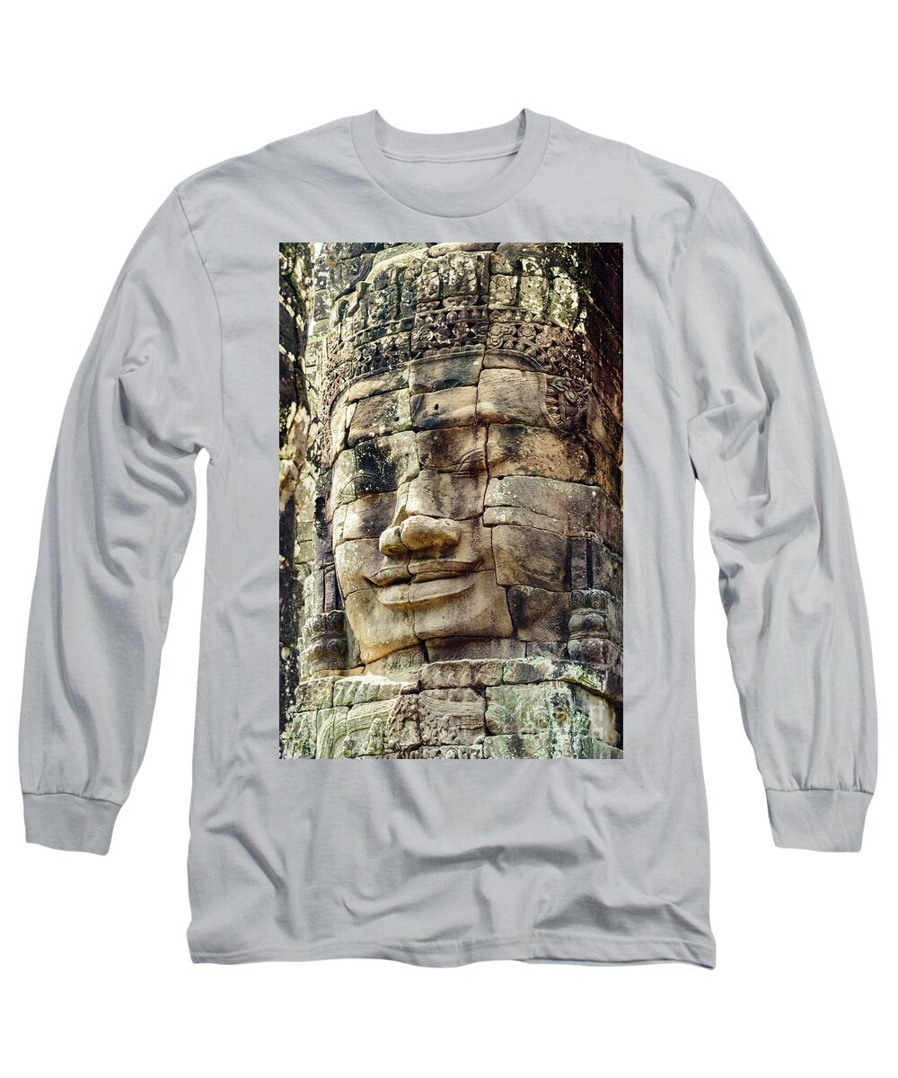 Temple Long Sleeve T-Shirt featuring the photograph Bayon 2 by Werner Padarin