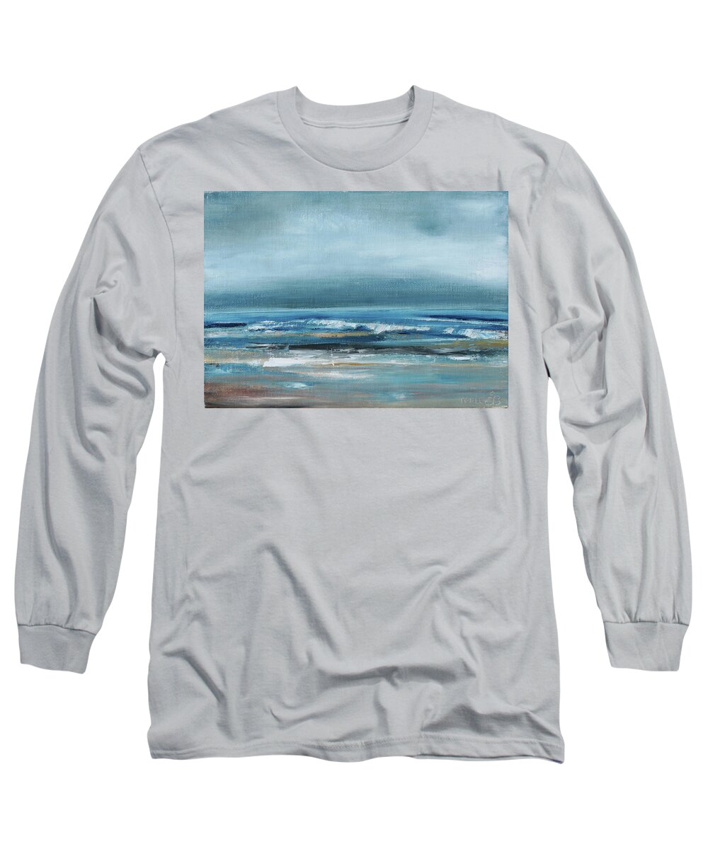 Ocean Long Sleeve T-Shirt featuring the painting Beach Exercise by Trina Teele
