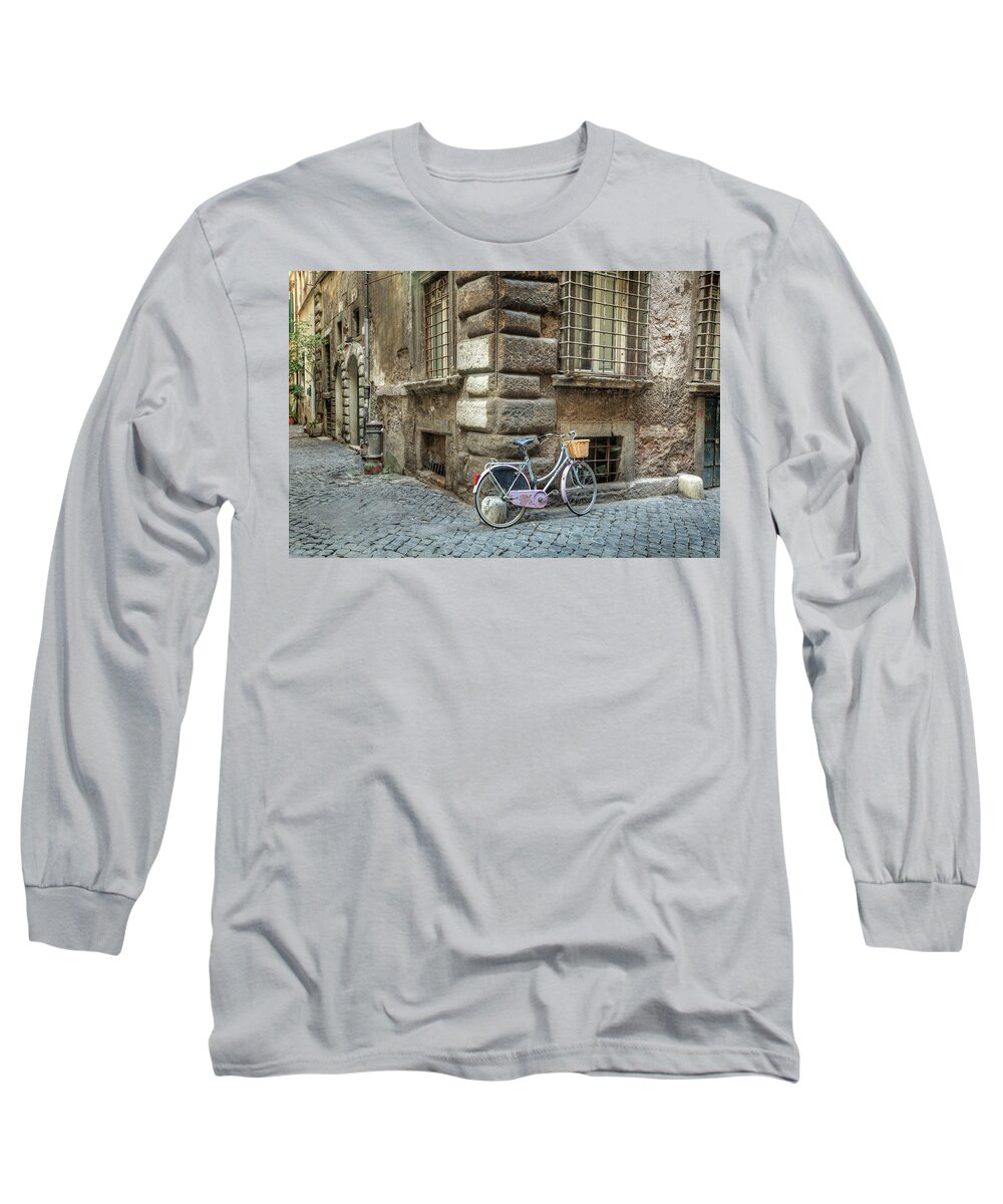 Italy Long Sleeve T-Shirt featuring the photograph Bicycle in Rome by Al Hurley