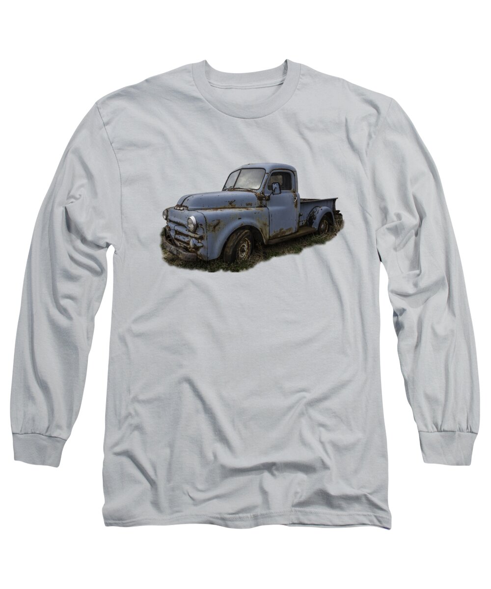 Abandoned Long Sleeve T-Shirt featuring the photograph Big Blue Dodge Alone by Debra and Dave Vanderlaan