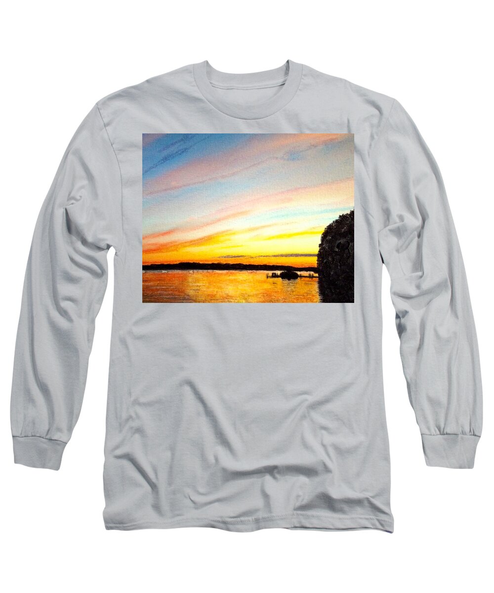 Big Sissabagama Long Sleeve T-Shirt featuring the painting Big Sis Sunset by Cara Frafjord