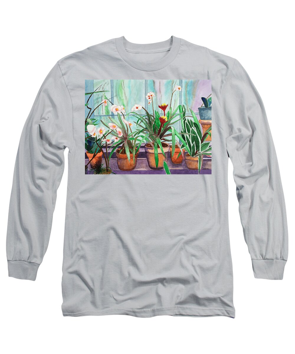 Botanical Long Sleeve T-Shirt featuring the painting Biltmore Brilliance #3 by Cynthia Schoeppel