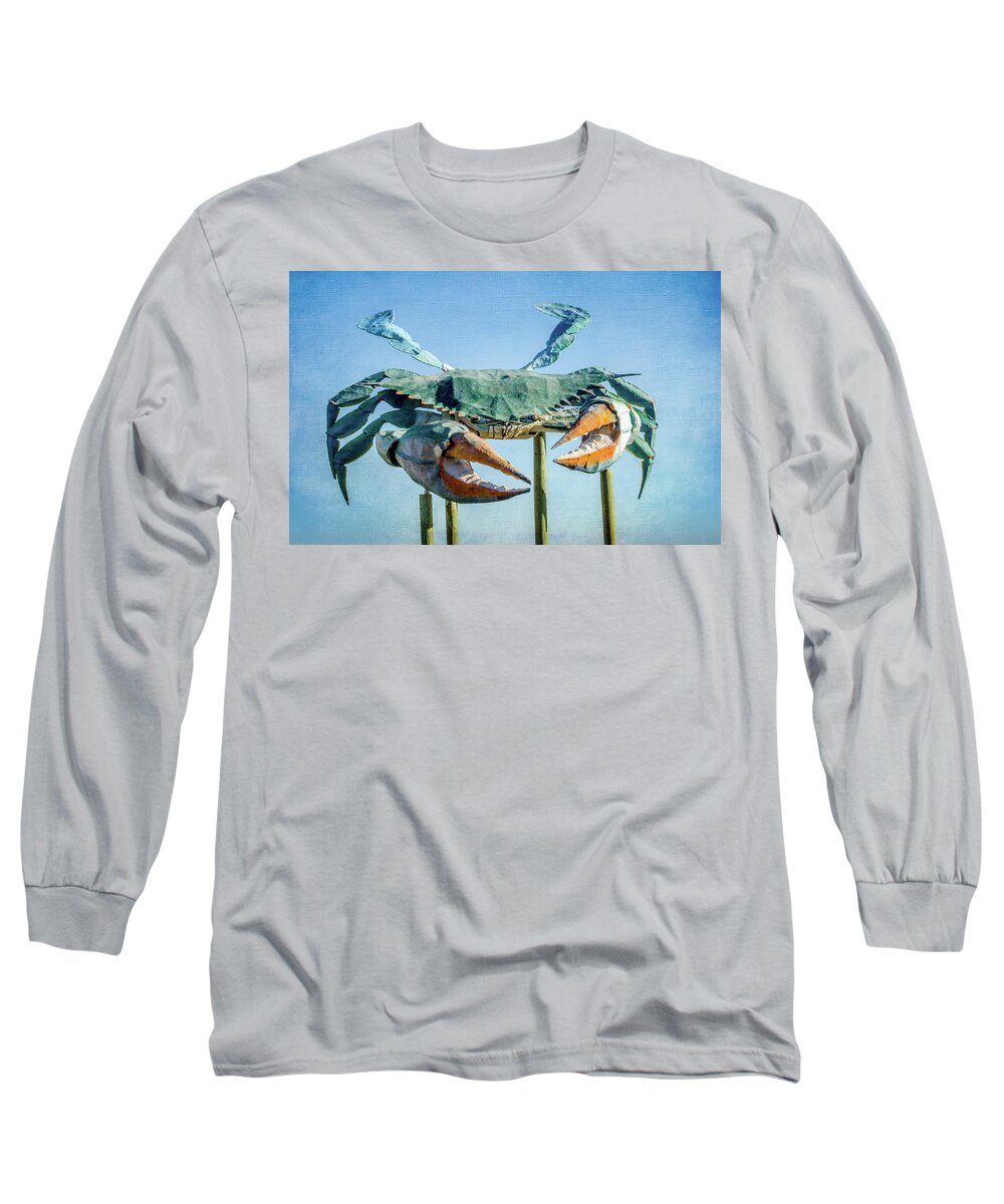 Tourist Attraction Long Sleeve T-Shirt featuring the photograph Blue Crab by Debra Martz