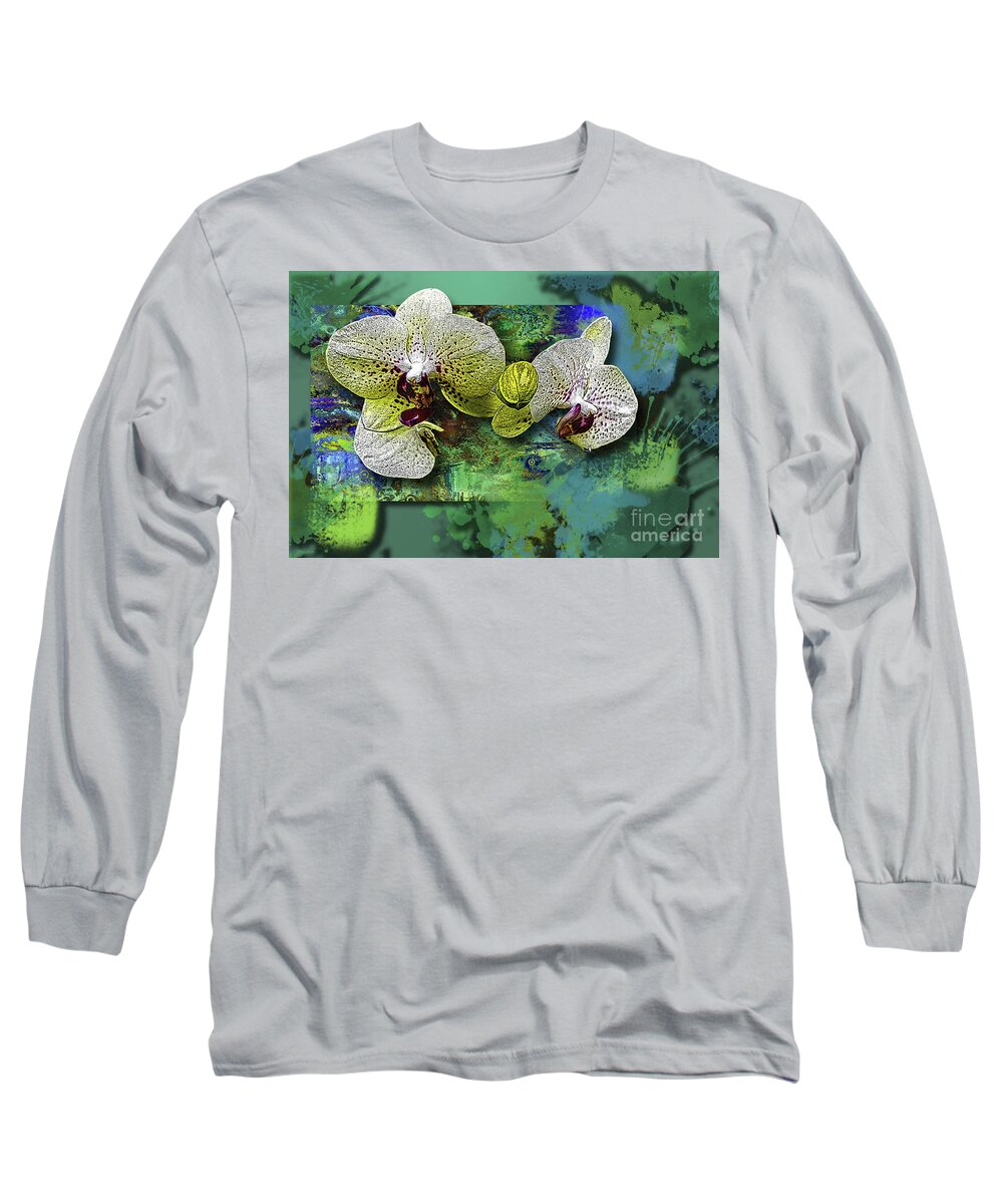 Flowers Long Sleeve T-Shirt featuring the photograph Blue Green splash by Deb Nakano