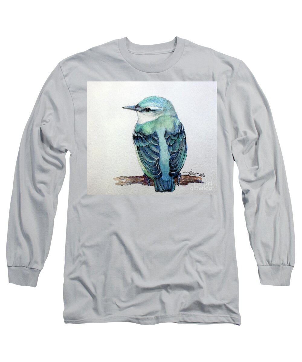 Bird Long Sleeve T-Shirt featuring the painting Blue Nuthatch by Marcia Baldwin