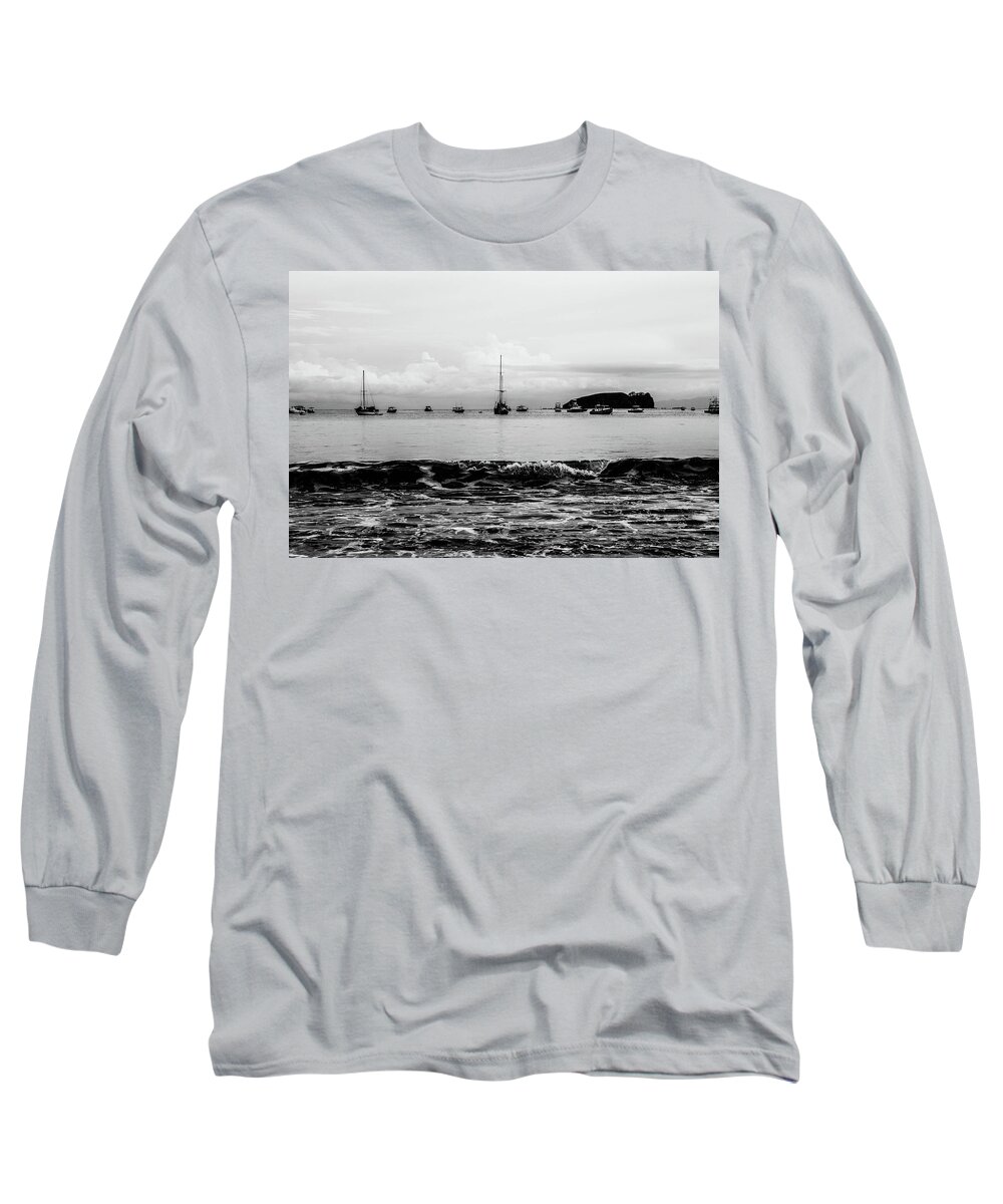 Costa Rica Long Sleeve T-Shirt featuring the photograph Boats and Waves 2 by D Justin Johns