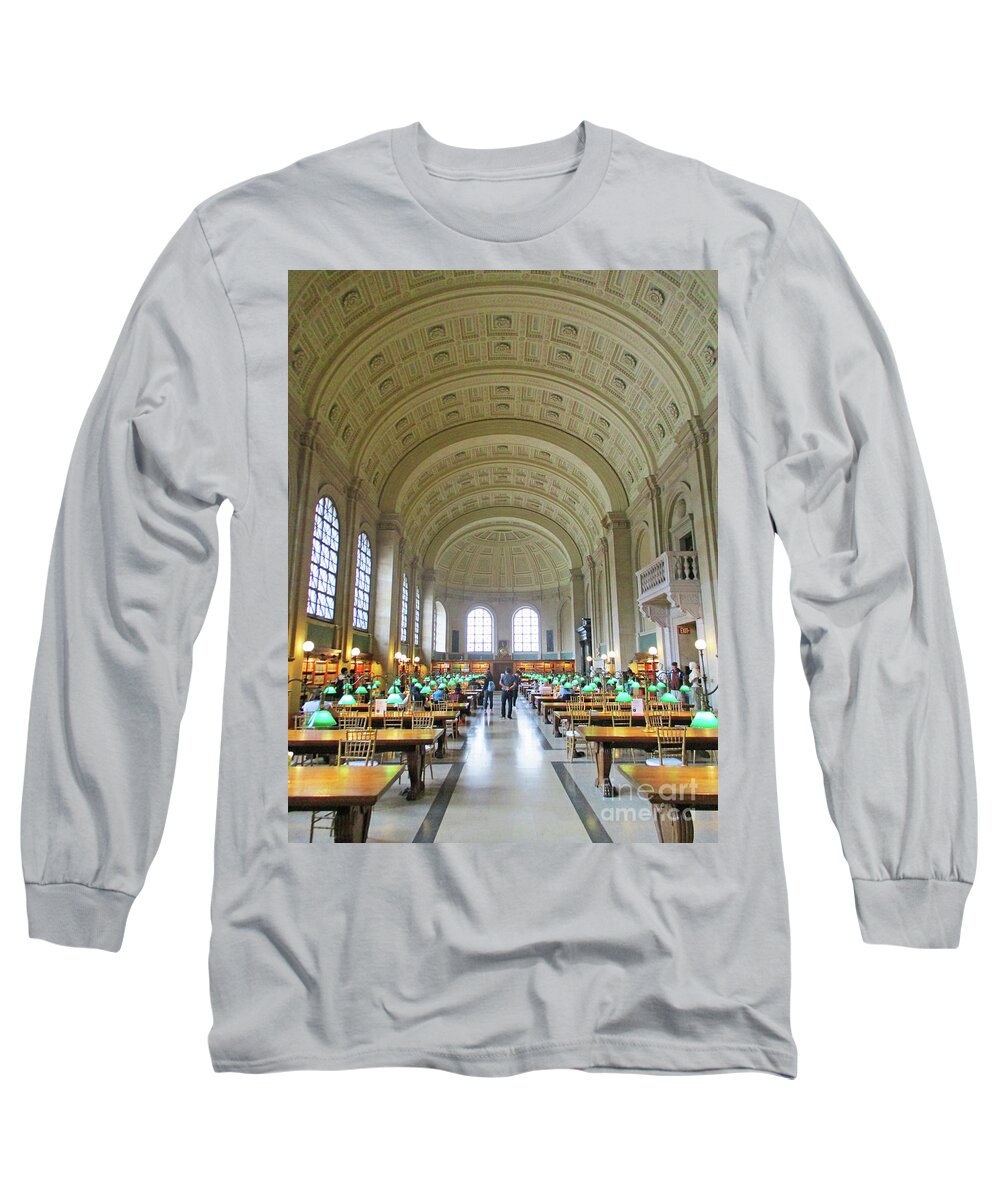 Boston Long Sleeve T-Shirt featuring the photograph Boston Public Library 6 by Randall Weidner