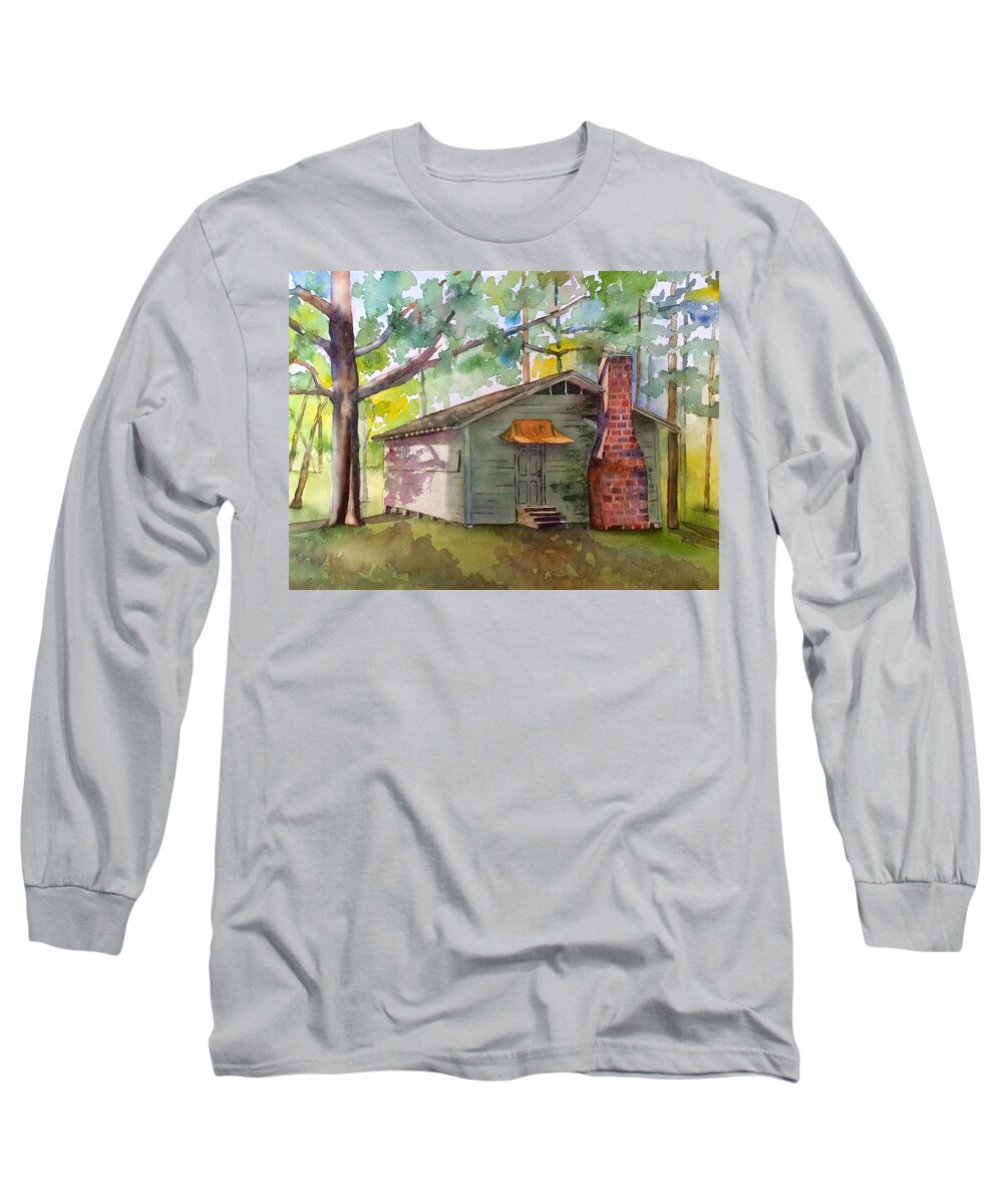 Boy Scout Long Sleeve T-Shirt featuring the painting Boy Scout Hut by Beth Fontenot