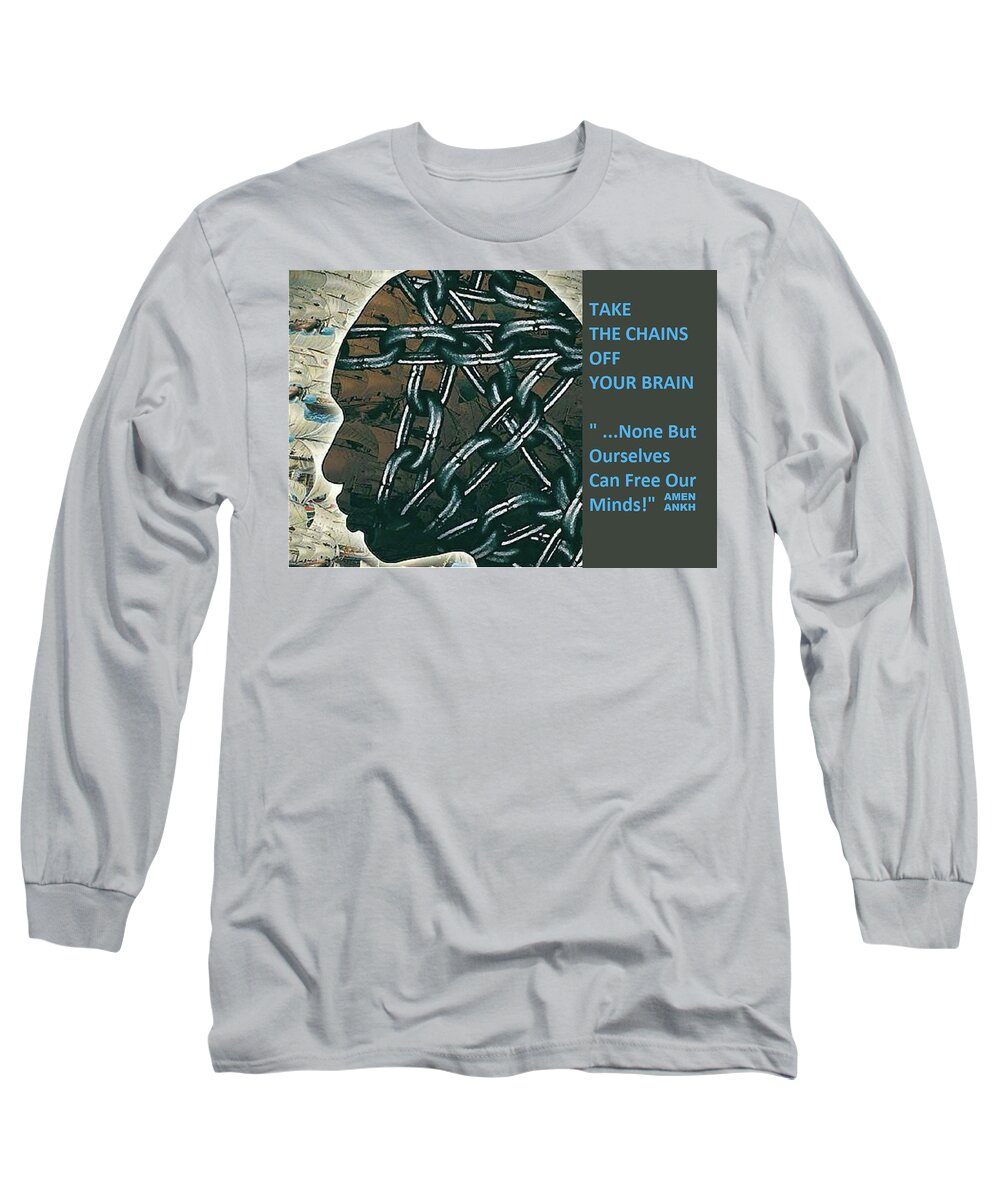 Brain Chain Mental Health Long Sleeve T-Shirt featuring the digital art Brain Chains by Adenike AmenRa