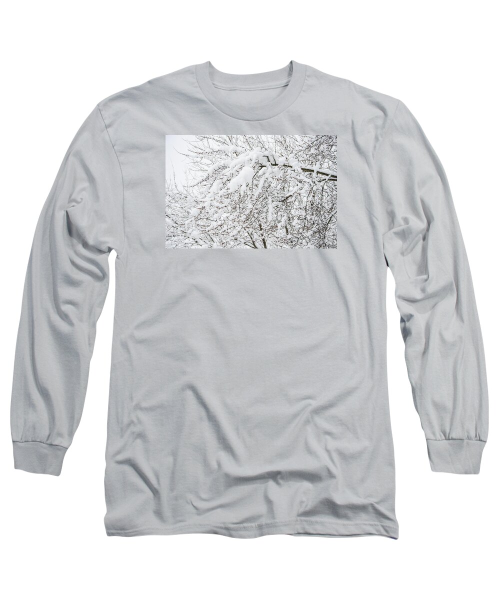 Snow Long Sleeve T-Shirt featuring the photograph Branches Weighted With Snow by Deborah Smolinske