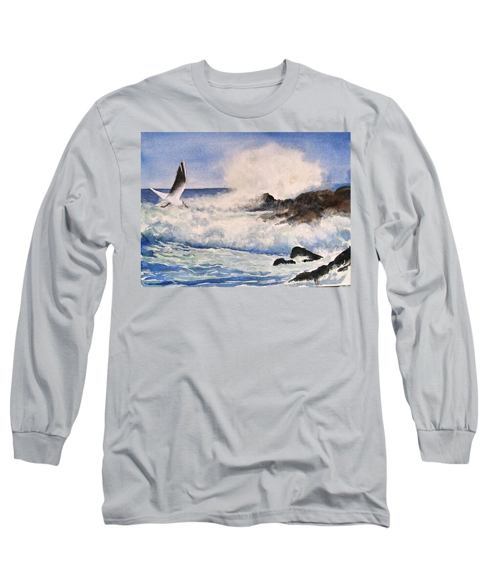 Ocean Waves Long Sleeve T-Shirt featuring the painting Breakers by Bobby Walters