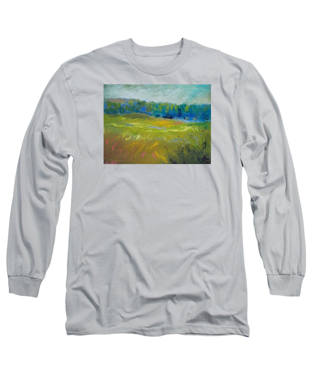Summer Long Sleeve T-Shirt featuring the painting Breezy Meadow by Susan Esbensen