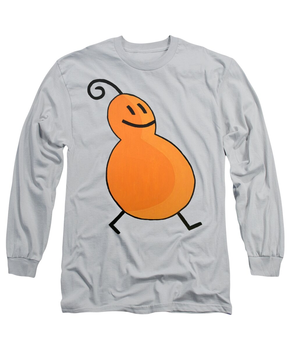 Orange Long Sleeve T-Shirt featuring the painting Calabaza by Oliver Johnston