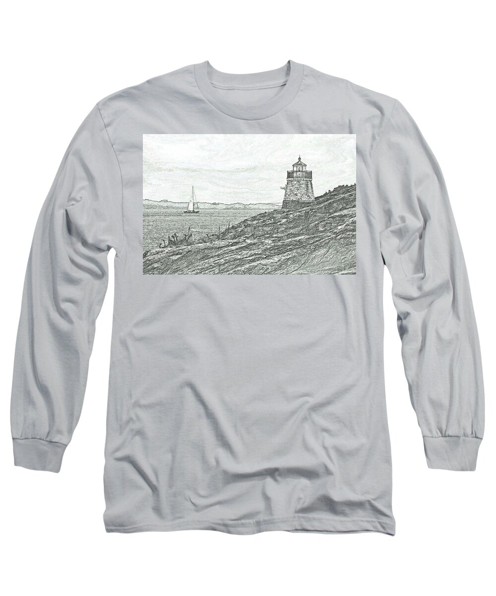Castle Hill Lighthouse Long Sleeve T-Shirt featuring the photograph Castle Hill Lighthouse by Ben Prepelka