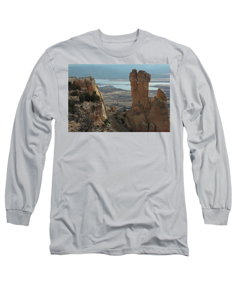 Chimney Long Sleeve T-Shirt featuring the photograph Chimney Rock over Abiquiu Lake by David Diaz