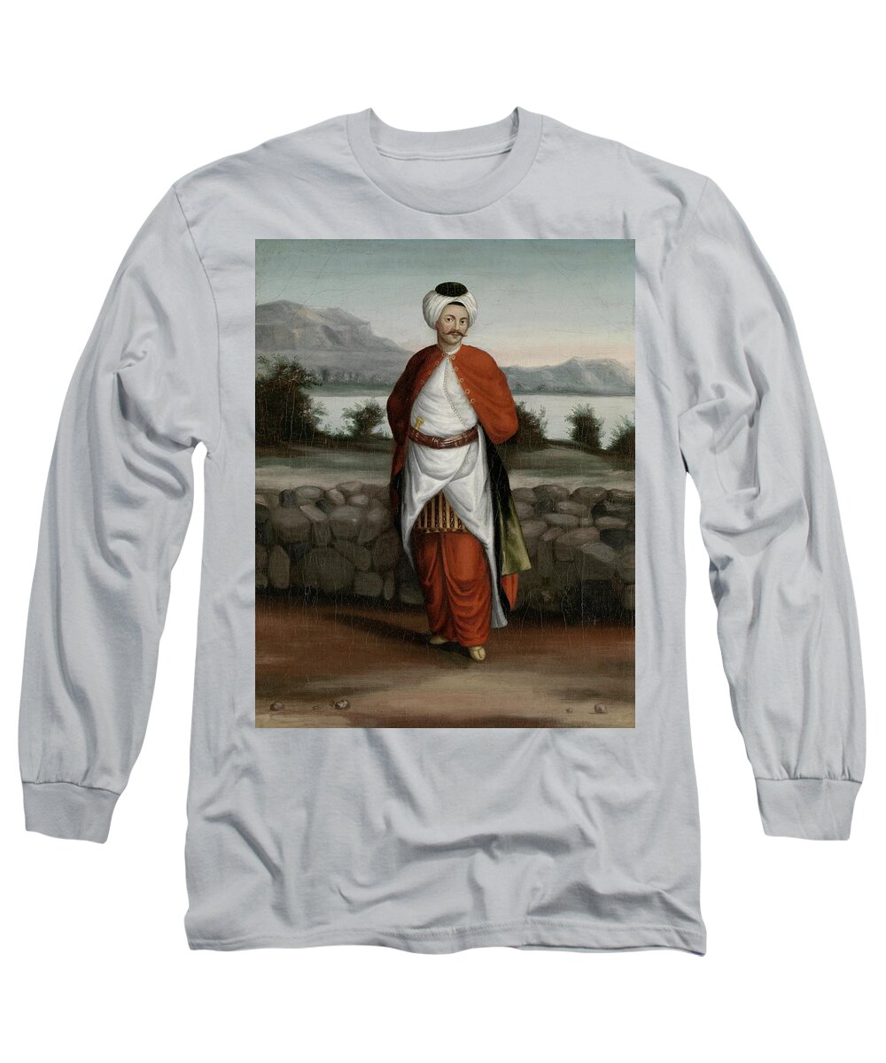 Choadar Long Sleeve T-Shirt featuring the painting Choadar, Servant of the Ambassador, by Jean Baptiste Vanmour