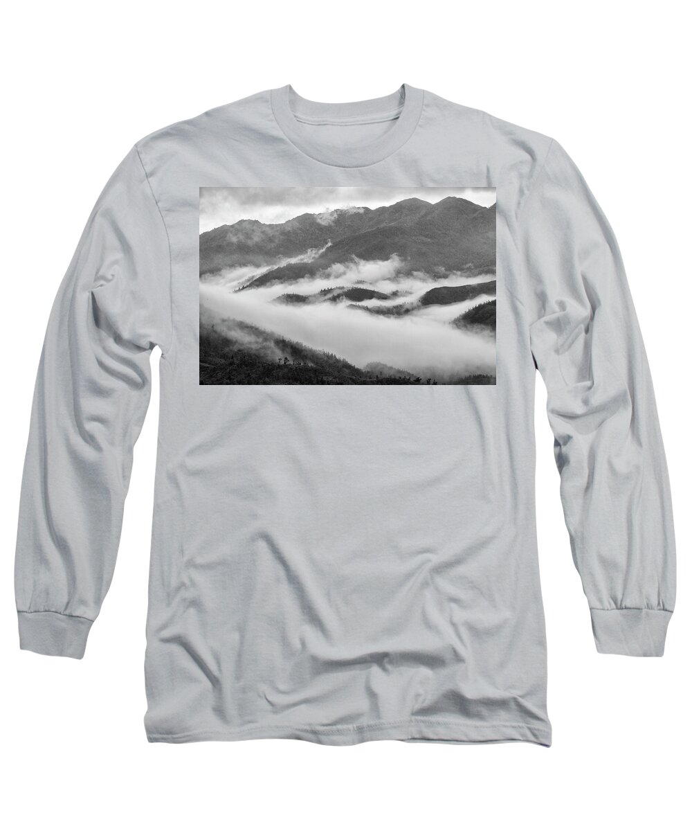 Mountain Long Sleeve T-Shirt featuring the photograph Clouds in valley, Sa Pa, 2014 by Hitendra SINKAR