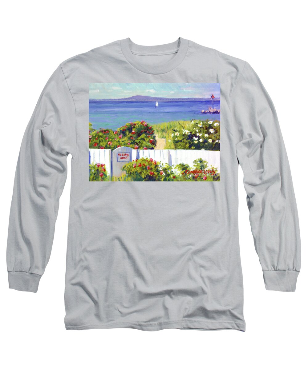 Colony Hotel Long Sleeve T-Shirt featuring the painting Colony Beach Blues by Candace Lovely