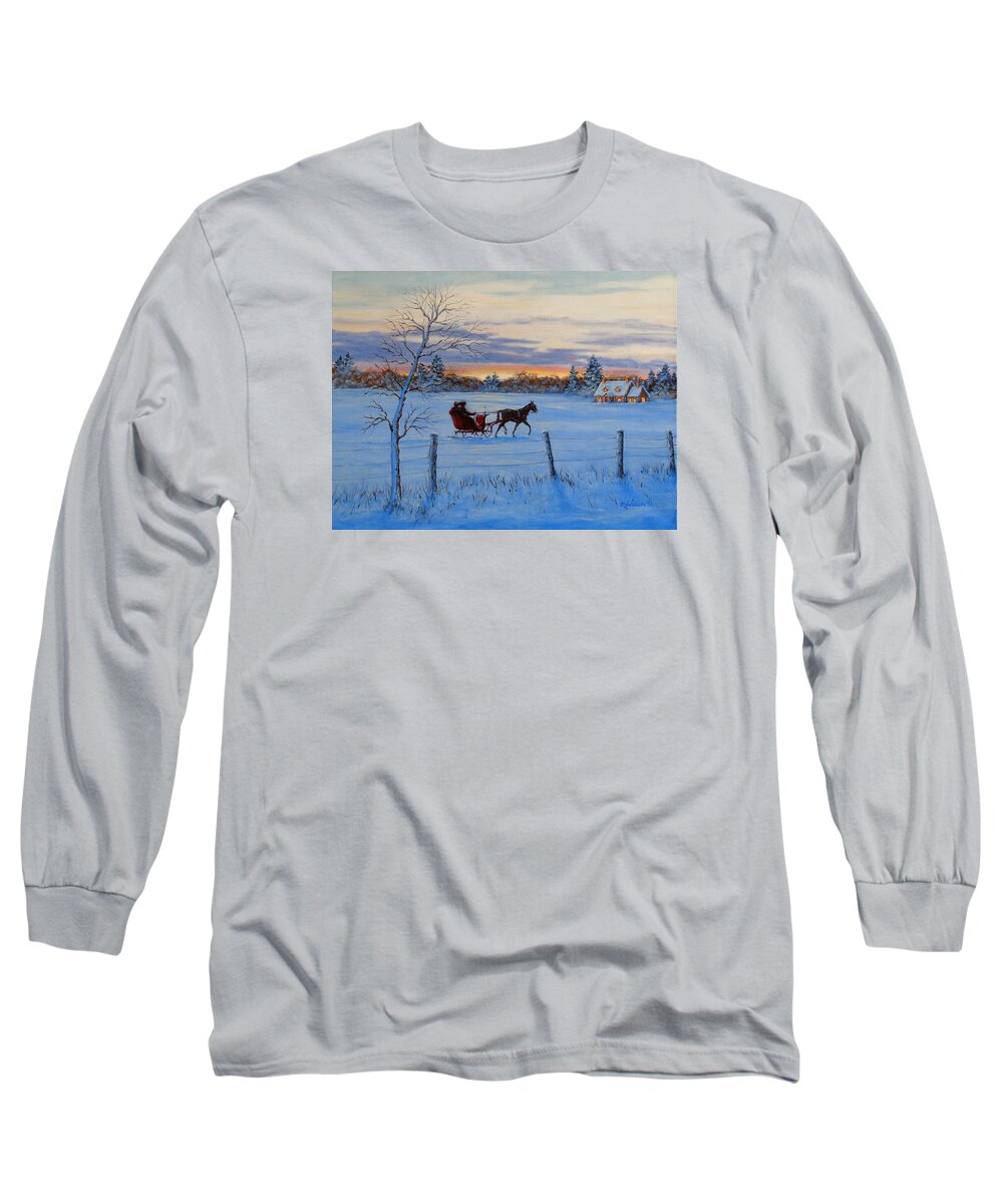 Horse Long Sleeve T-Shirt featuring the painting Coming Home by Richard De Wolfe