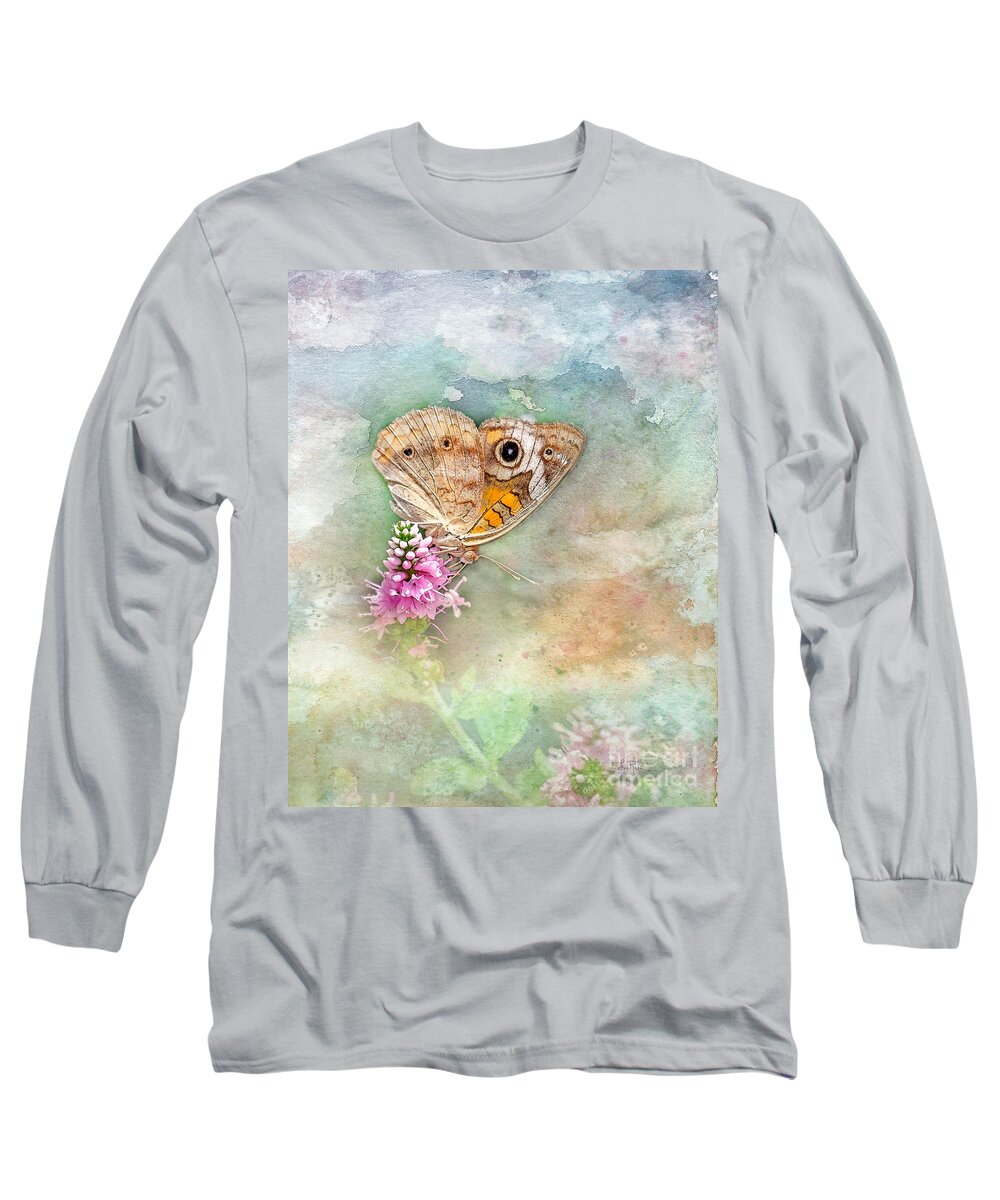 Common Buckeye Butterfly Long Sleeve T-Shirt featuring the photograph Common Buckeye by Betty LaRue