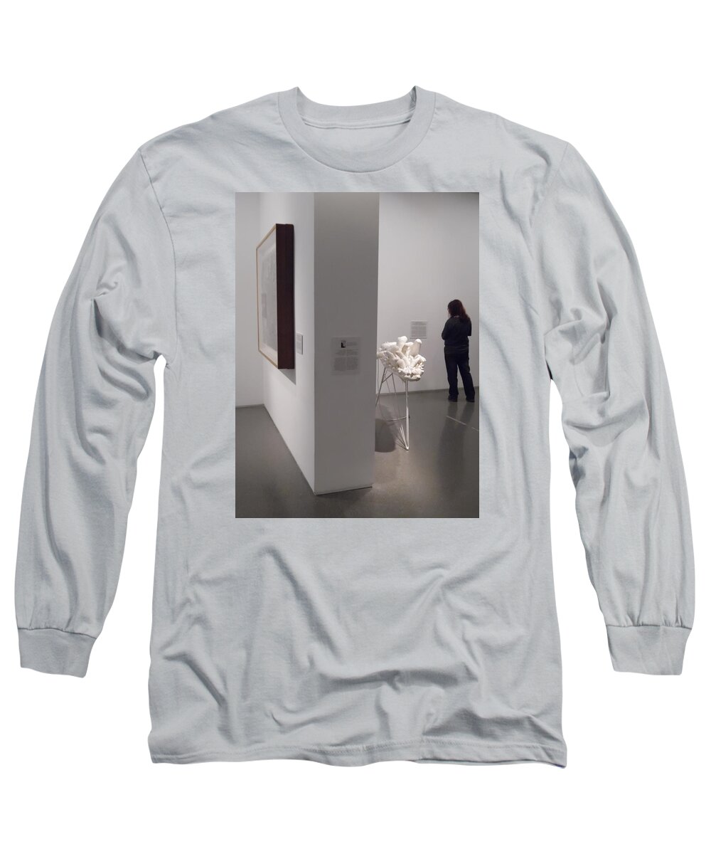 Composition In White Long Sleeve T-Shirt featuring the painting Composition in White, Black and Gray, by Esther Newman-Cohen