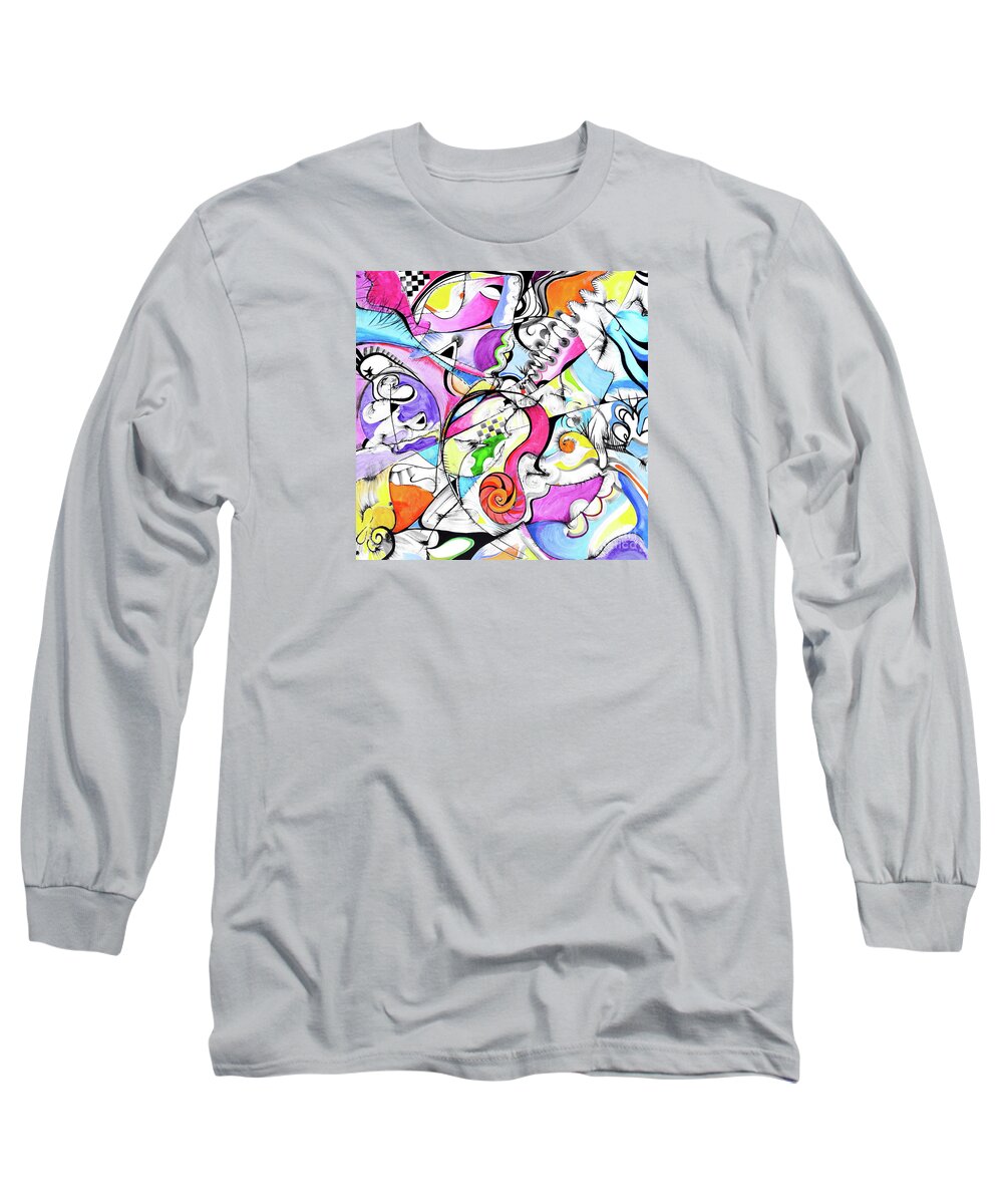 Graphic Long Sleeve T-Shirt featuring the painting Costume Party by Priscilla Batzell Expressionist Art Studio Gallery