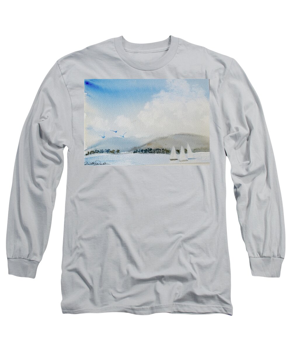 Beautiful Long Sleeve T-Shirt featuring the painting Cruising in Company along the Tasmania coast by Dorothy Darden