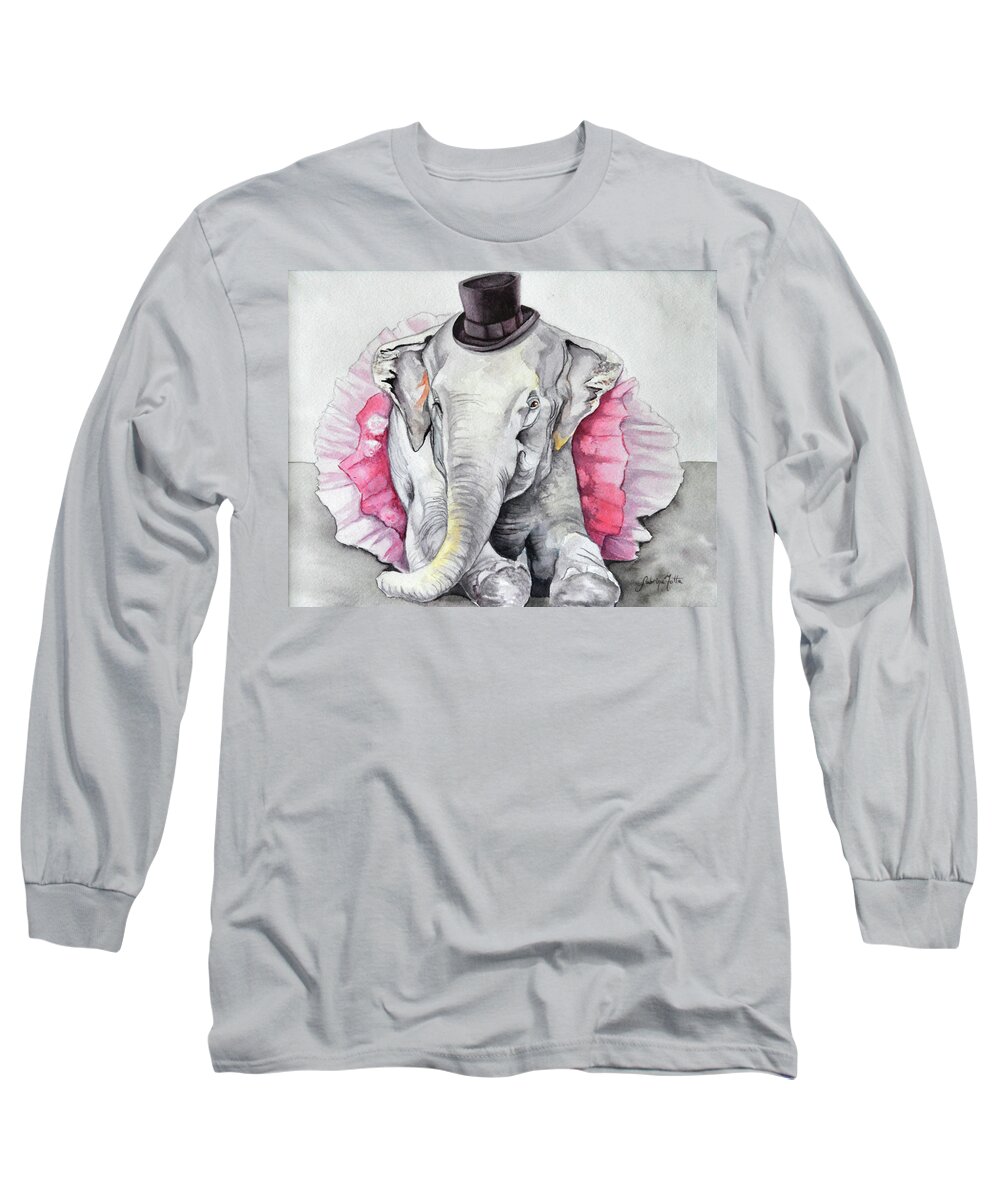 Elephant Long Sleeve T-Shirt featuring the painting Dancing Elephant by Sabrina Motta