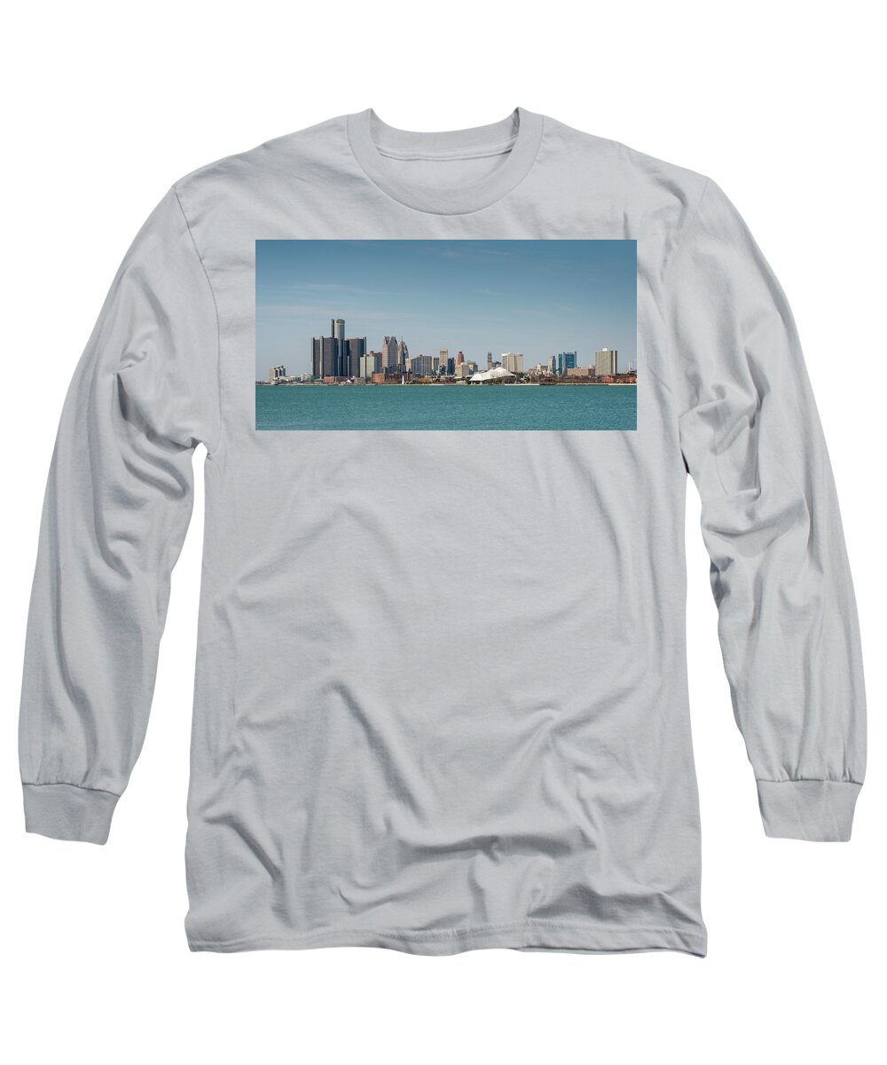 Detroit Long Sleeve T-Shirt featuring the photograph Detroit Skyline by Steve L'Italien