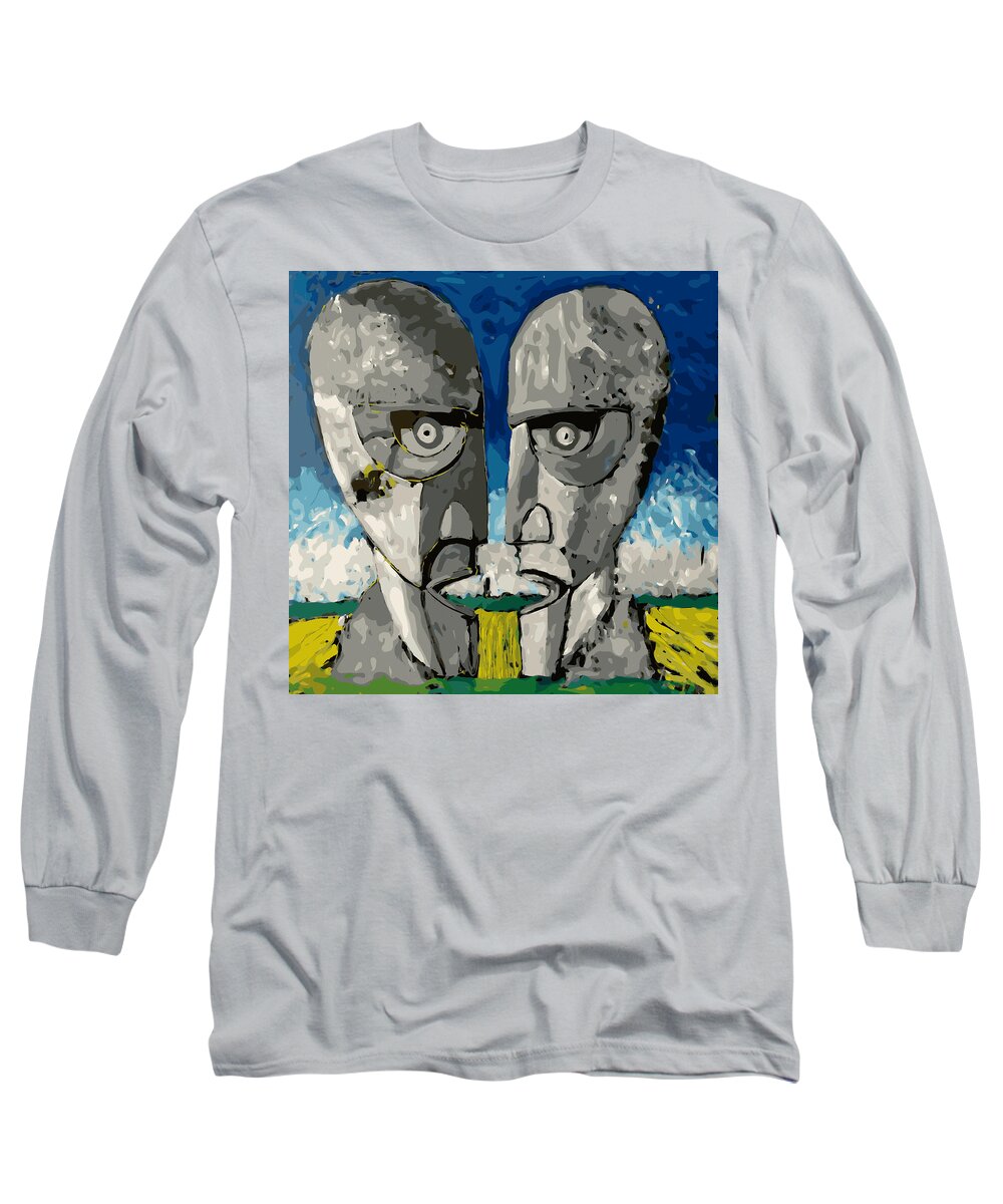 Painted Live During Floydian Slip Long Sleeve T-Shirt featuring the painting Division Bell by Neal Barbosa