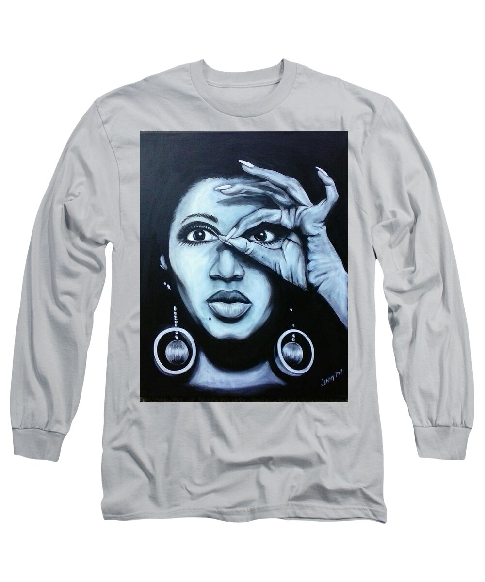 Black And White Long Sleeve T-Shirt featuring the painting Donyele by Jenny Pickens