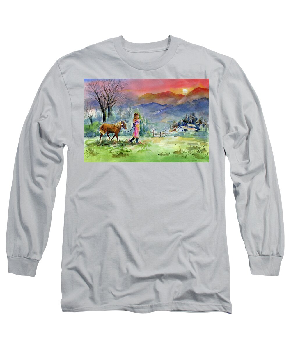 Miniature Horses Long Sleeve T-Shirt featuring the painting Dreaming Big by Joan Chlarson