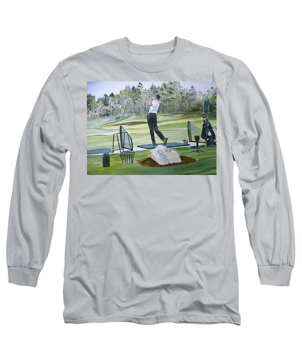 Golfing Long Sleeve T-Shirt featuring the painting Driving Pine Hills by P Anthony Visco