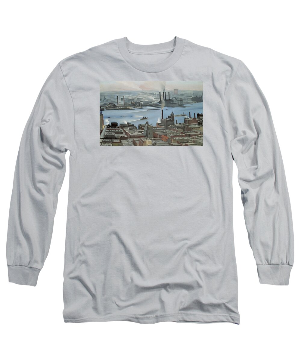 East River From The 30th Story Of The Shelton Hotel Long Sleeve T-Shirt featuring the photograph East River From Shelton Hotel by Georgia O'keeffe 