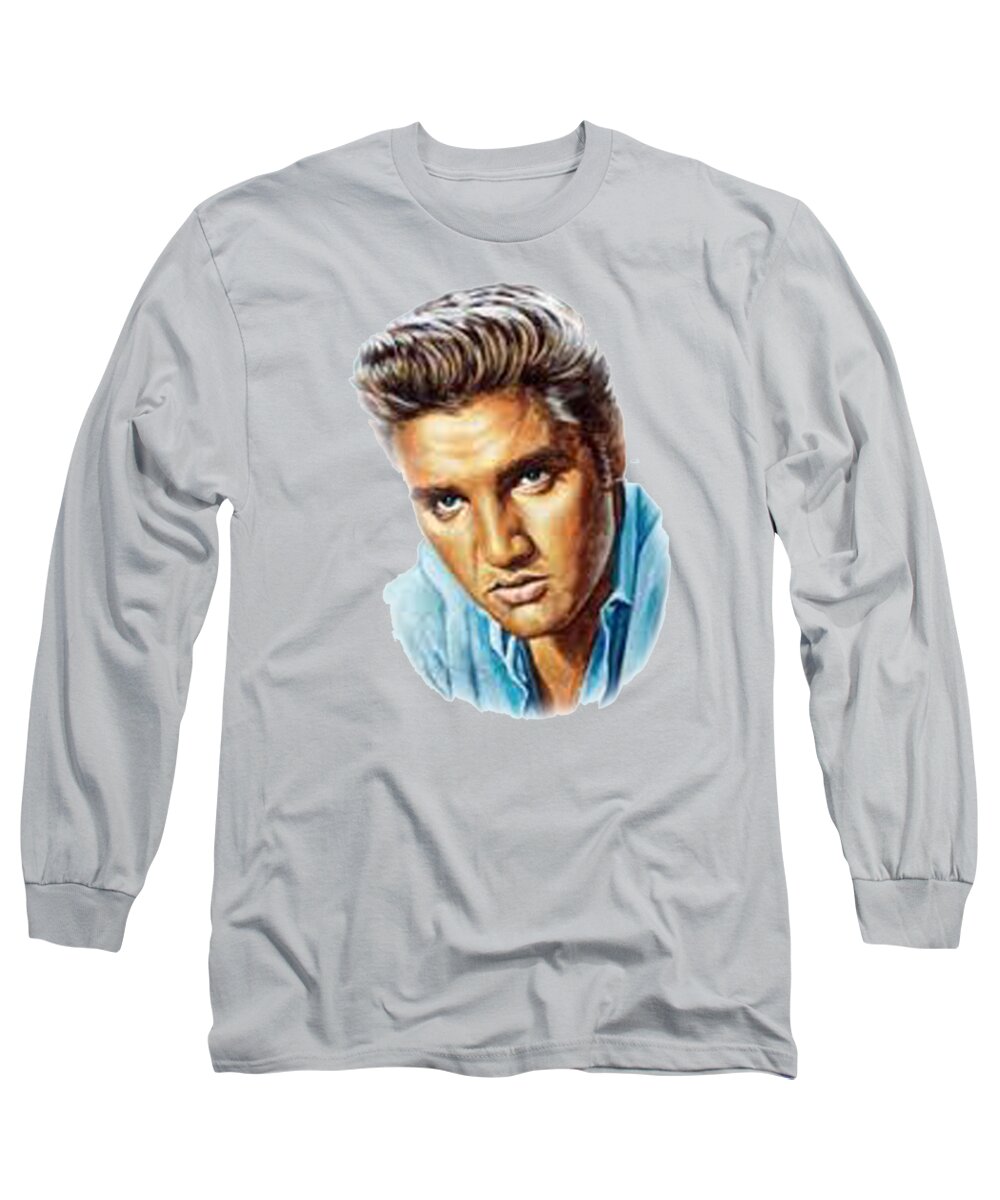 Elvis Presley Long Sleeve T-Shirt featuring the painting Elvis T-shirt by Herb Strobino