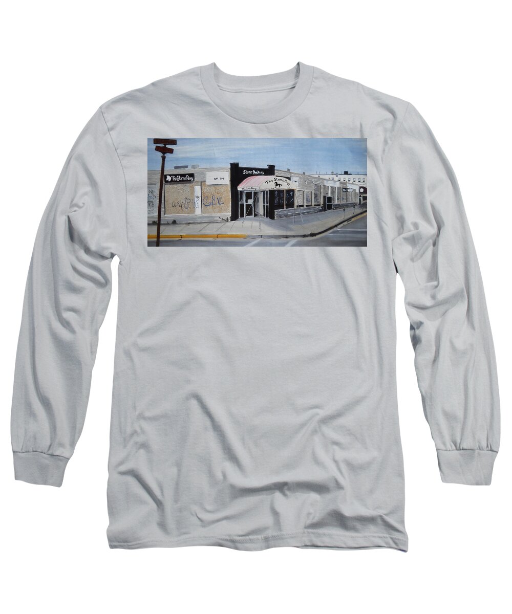 Acrylic Painting Of The Stone Pony Long Sleeve T-Shirt featuring the painting End of an Era by Patricia Arroyo