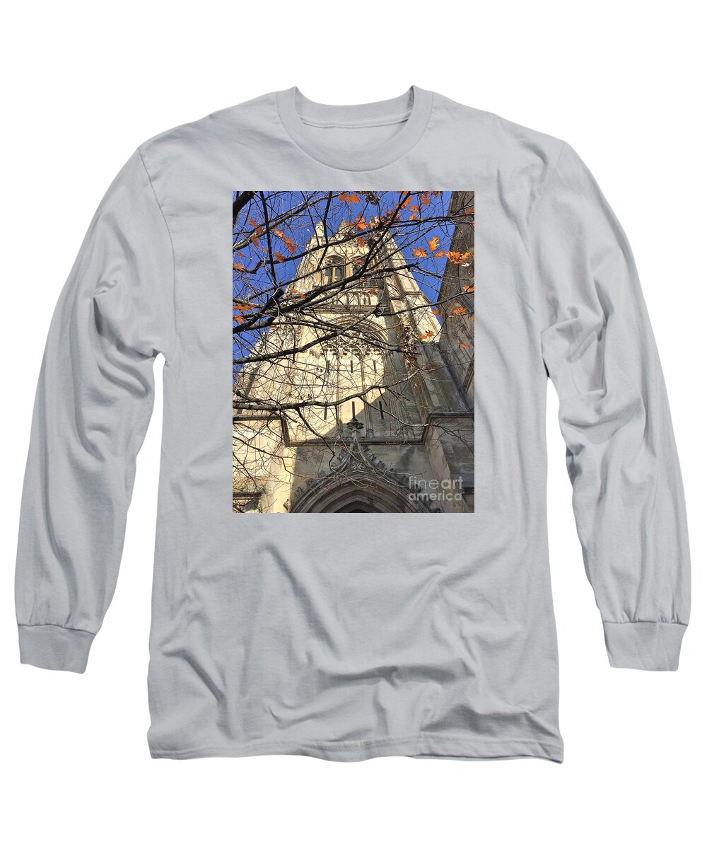 France Long Sleeve T-Shirt featuring the photograph Fall at French Cathedral by Barbara Plattenburg
