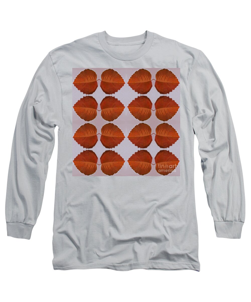 Red Leaves Long Sleeve T-Shirt featuring the digital art Fallen Leaves Arrangement by Helena Tiainen