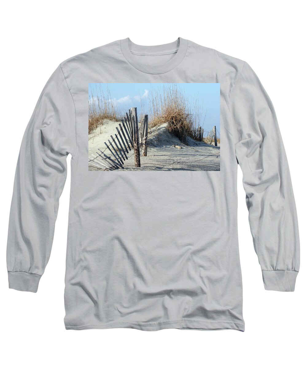 Tybee Island Long Sleeve T-Shirt featuring the photograph Fence in Dunes by Darryl Brooks