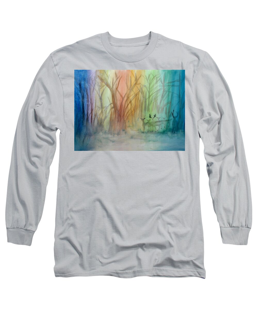 Rainbow Long Sleeve T-Shirt featuring the painting Finian's Rainbow by Donna Blackhall
