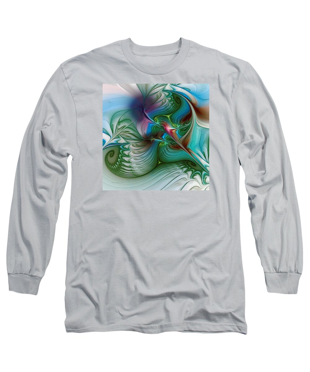 Blue Long Sleeve T-Shirt featuring the digital art Floating Through The Abyss by Karin Kuhlmann