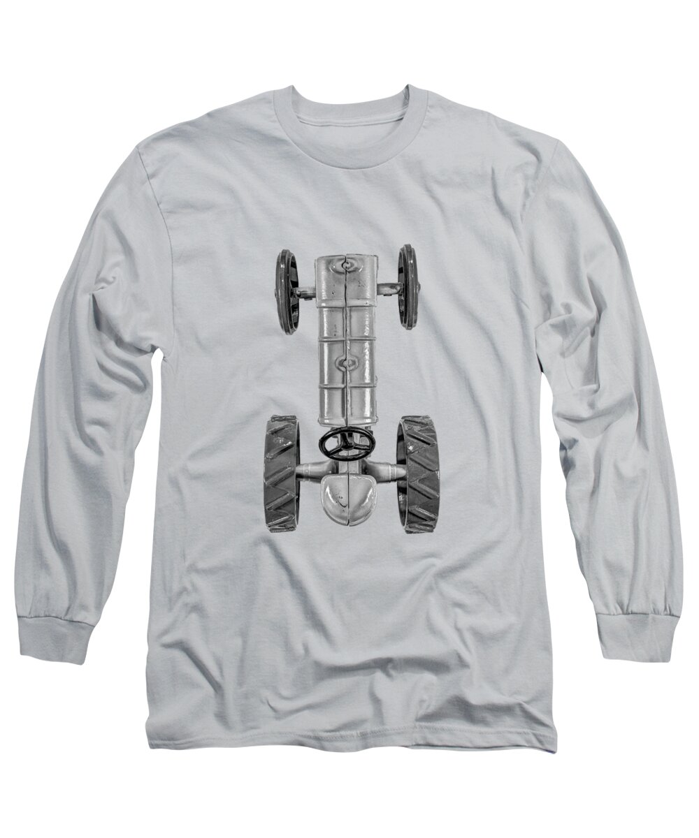 Antique Long Sleeve T-Shirt featuring the photograph Fordson Tractor Top BW by YoPedro